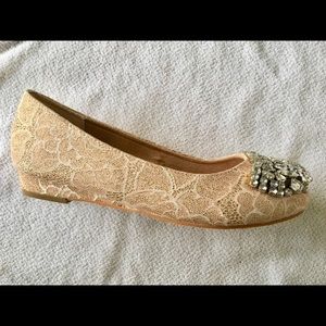 Joan Boyce lace blush flats-NEW